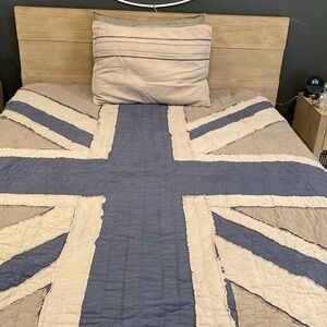 RH boys twin size coverlet plus sham in grey and navy